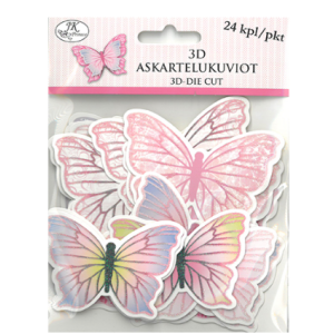 Askartelukuviot 3D perhonen pinkki 24kpl
