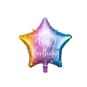 ​Foliopallo Happy Birthday moniväri tähdillä 40cm