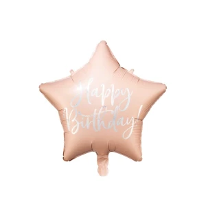 Foliopallo Happy Birthday vaalea puuteripinkki 40cm TYHJÄNÄ
