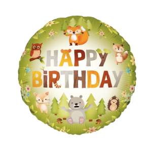 Foliopallo metsäneläimet Happy birthday 45cm
