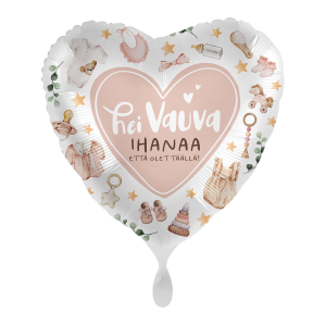 Foliopallo sydän hei vauva vaaleanpunainen 43cm