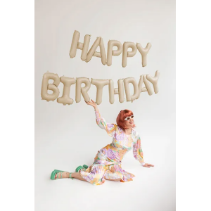 Foliopallosetti Happy Birthday beige