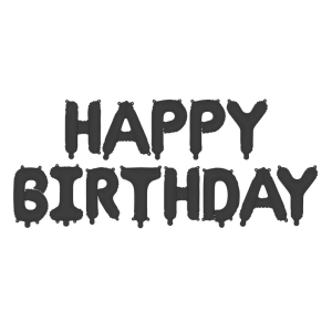Foliopallosetti Happy Birthday musta