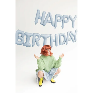 Foliopallosetti Happy Birthday vaaleansininen