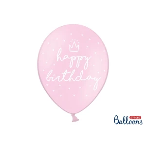 Happy Birthday- ilmapallot Baby Pink 30 cm, 6 kpl
