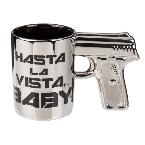 Hasta la vista- muki pistoolipidikkeellä