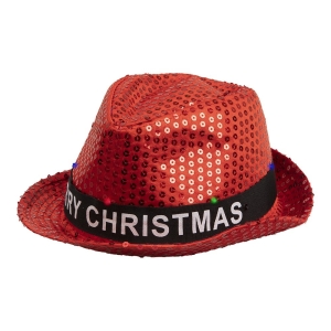 Hattu fedora paljetti joulu valoilla