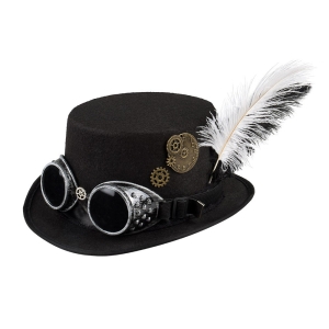 Hattu silinteri Steampunk laseilla musta