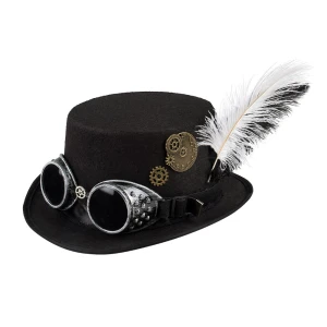 Hattu silinteri Steampunk laseilla musta