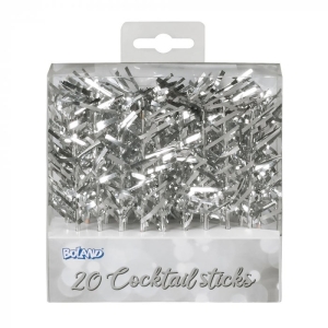 Hopeiset cocktail tikut 10cm 20kpl