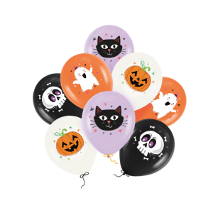 Ilmapallot Halloween sekoitus lila oranssi 8kpl