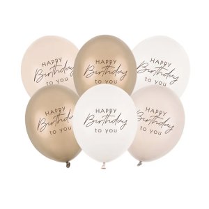 Ilmapallot Happy Birthday beige 6kpl