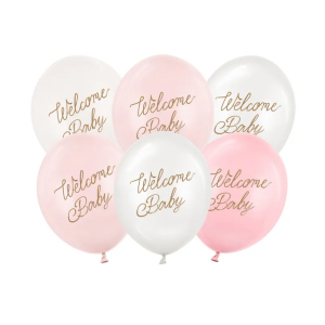 Ilmapallot Welcome baby vaaleanpunainen 6kpl