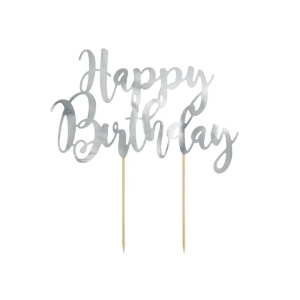 ​Kakkukoriste Happy Birthday hopea