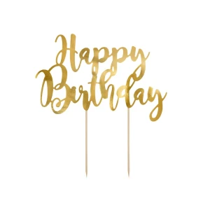 Kakkukoriste Happy Birthday kulta