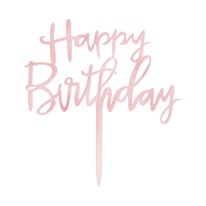 Kakkukoriste Happy Birthday ruusukulta teksti