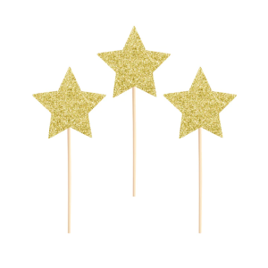 Kakkukoriste tähti glitter kulta 6kpl