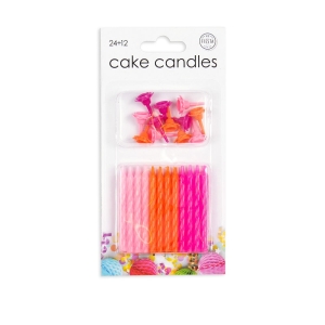 Kakkukynttilä värikäs pinkki 24kpl
