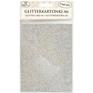 Kartonki A6 glitter hopea 5kpl