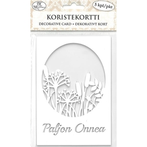 Koristekortti A6 kukkaketo valkoinen 5kpl