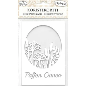 Koristekortti A6 kukkaketo valkoinen 5kpl