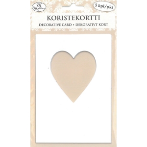 Koristekortti A6 sydän valkoinen 5kpl