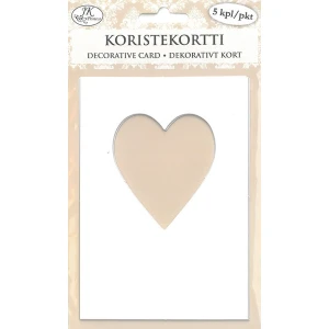 Koristekortti A6 sydän valkoinen 5kpl