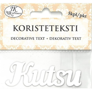 Koristeteksti kutsu valkoinen 5kpl