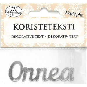 Koristeteksti onnea hopea 5kpl
