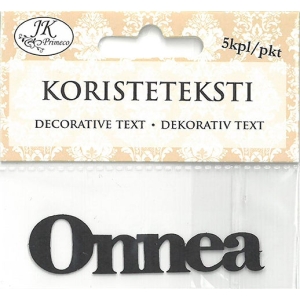 Koristeteksti onnea musta 5kpl