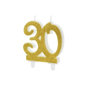 Kullanvärinen 30-vuotis kakkukynttilä 7,5 cm