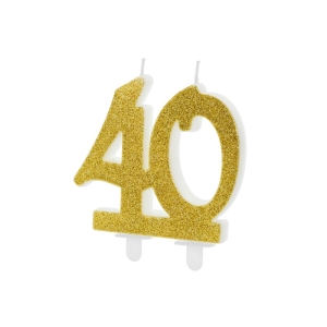 ​Kullanvärinen 40-vuotis kakkukynttilä 7,5 cm