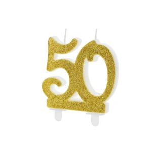 ​Kullanvärinen 50-vuotis kakkukynttilä 7,5 cm