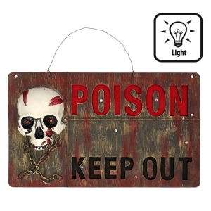 Kyltti Poison keep out valolla