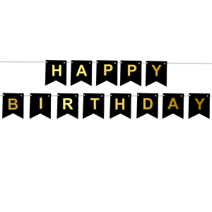 Lippunauha happy birthday musta kulta 1,5m