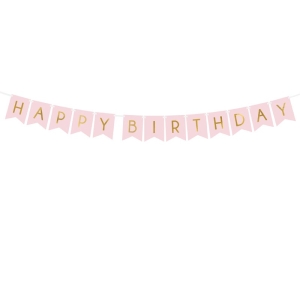 Lippunauha happy birthday vaaleanpunainen 1,75m