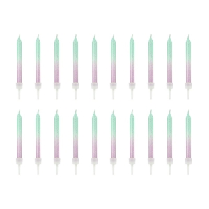 Liukuvärjätyt kakkukynttilät sininen/ violetti 6 cm, 20 kpl