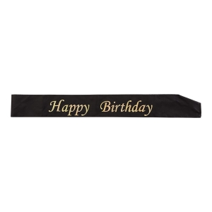 Olkanauha Happy Birthday musta kulta