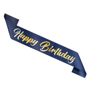 Olkanauha Happy Birthday tummansininen