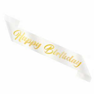 Olkanauha Happy Birthday valkoinen