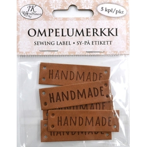 Ompelumerkki Handmade ruskea 5kpl