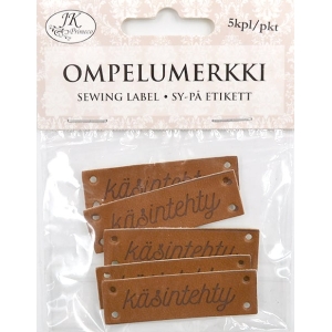 Ompelumerkki Käsintehty ruskea 5kpl
