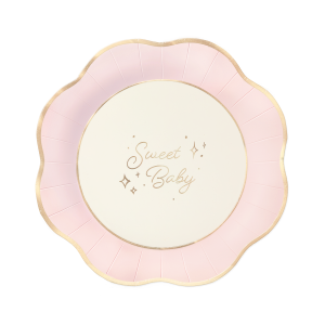 Pahvilautanen sweet baby vaaleanpunainen 21,5cm 8kpl