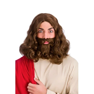 Peruukki ja parta Jeesus