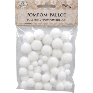 Pom pom pallot valkoinen 50kpl