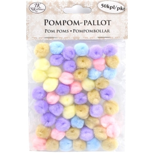 Pom pom pallot värilajitelma pastelli 50kpl