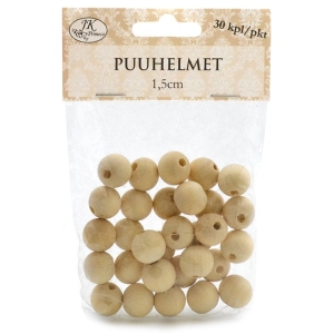 Puuhelmi 1,5cm natur 30kpl