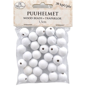 Puuhelmi 1,5cm valkoinen 30kpl