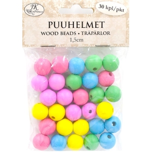 Puuhelmi 1,5cm värilajitelma 30kpl