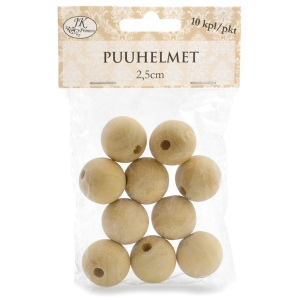 Puuhelmi 2,5cm natur 10kpl
